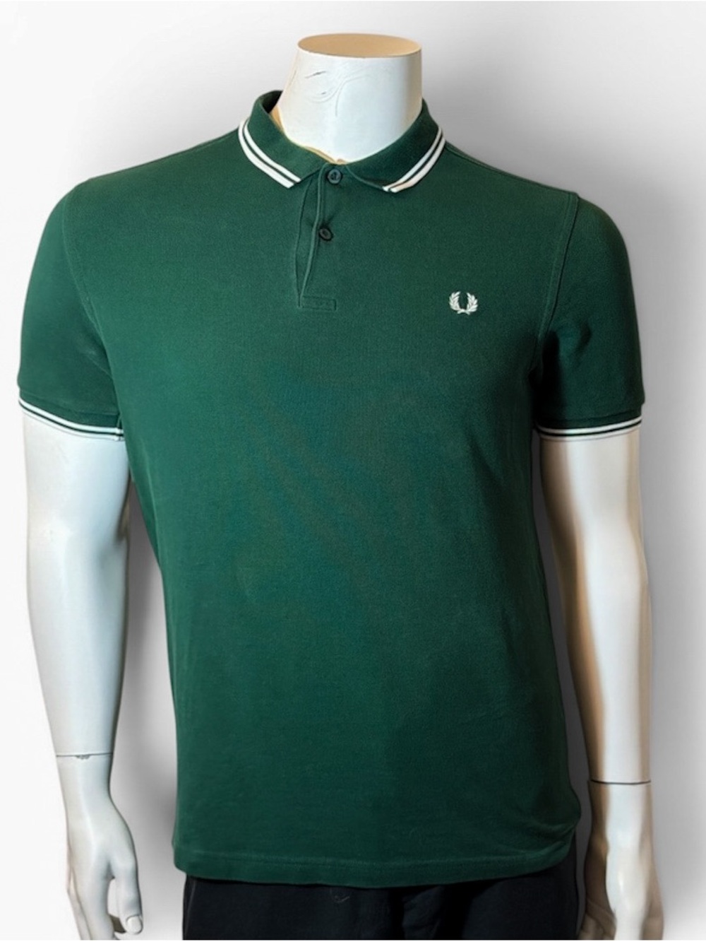 Fred Perry Dark Green Polo with White Twin Tipping